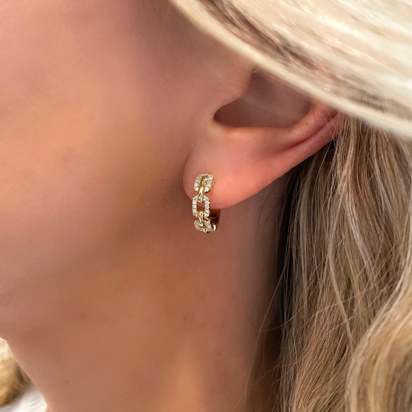 Diamond Chain Huggie Earrings