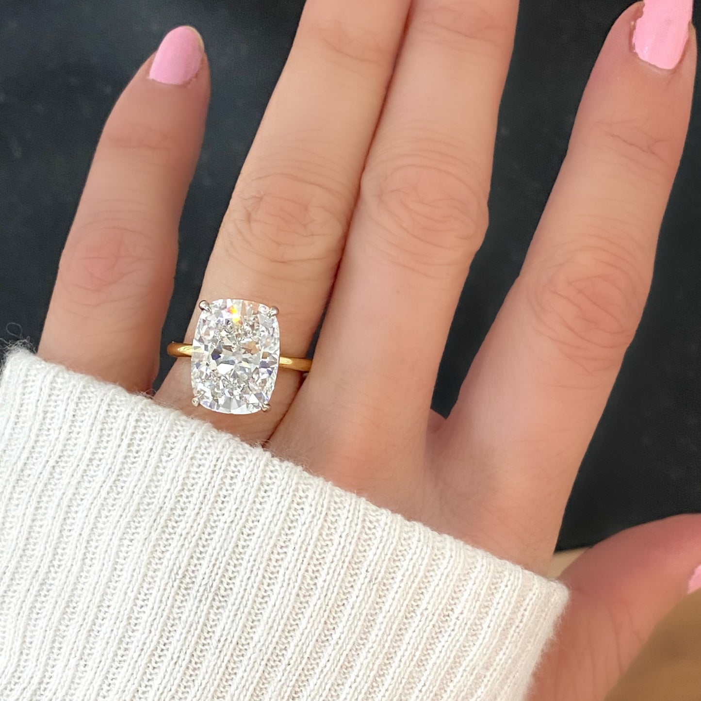 Elongated Cushion Brilliant Diamond Ring