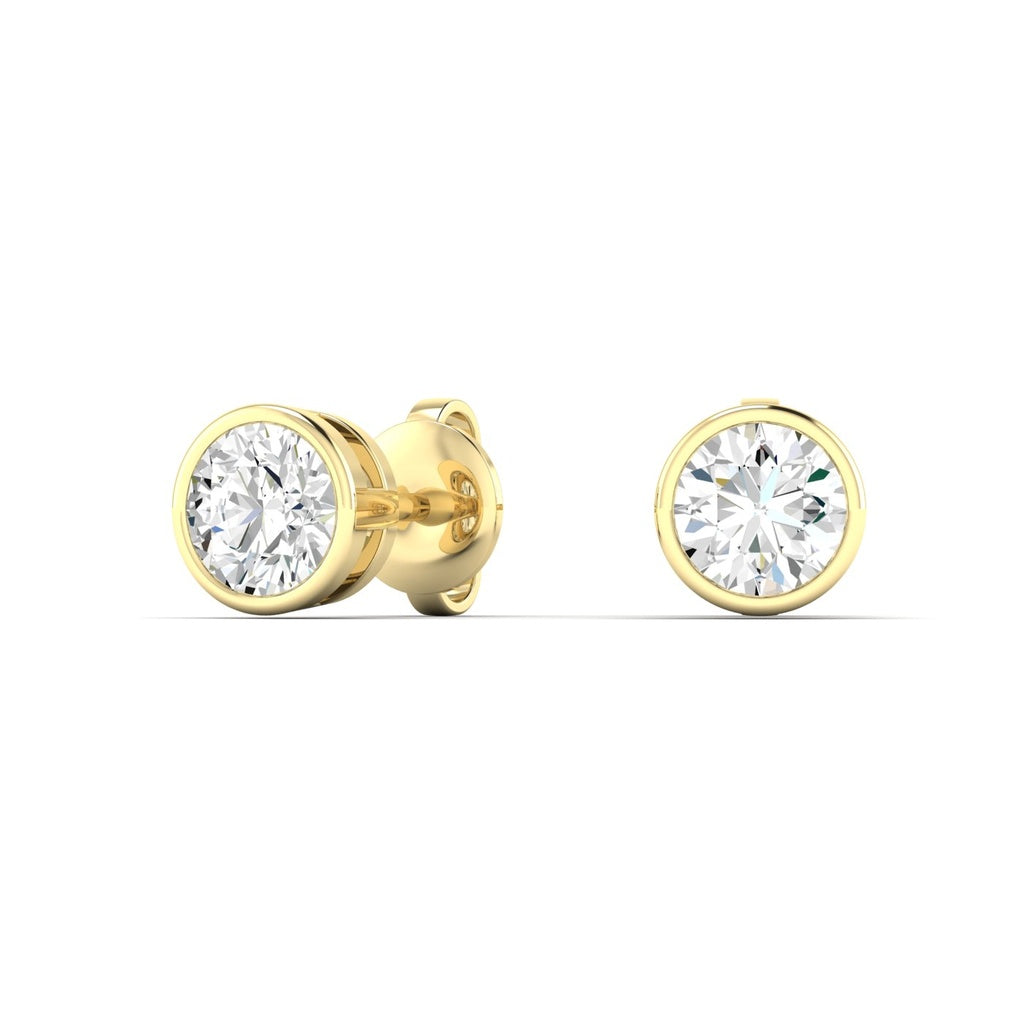 Bezel Round Diamond Earrings