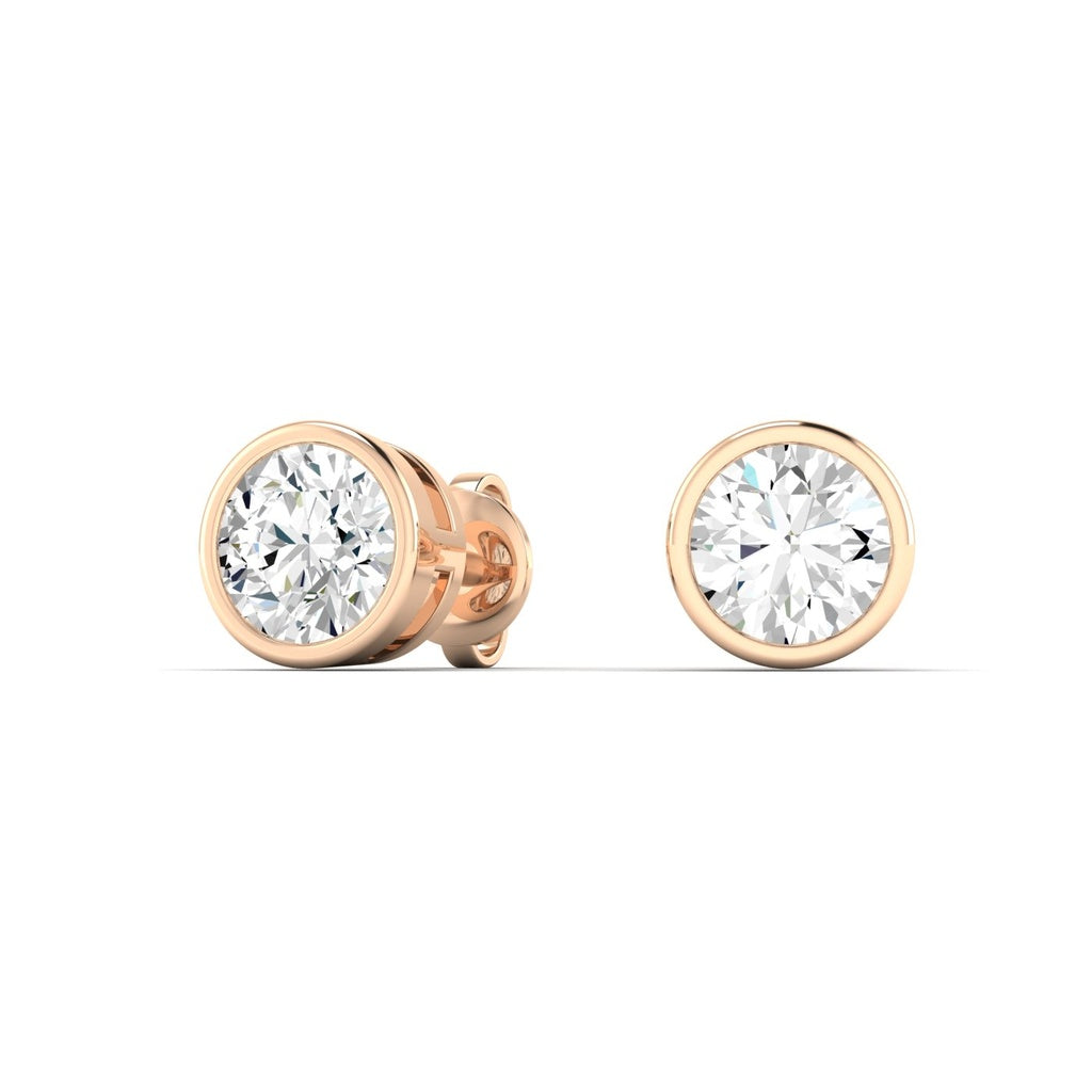 Bezel Round Diamond Earrings