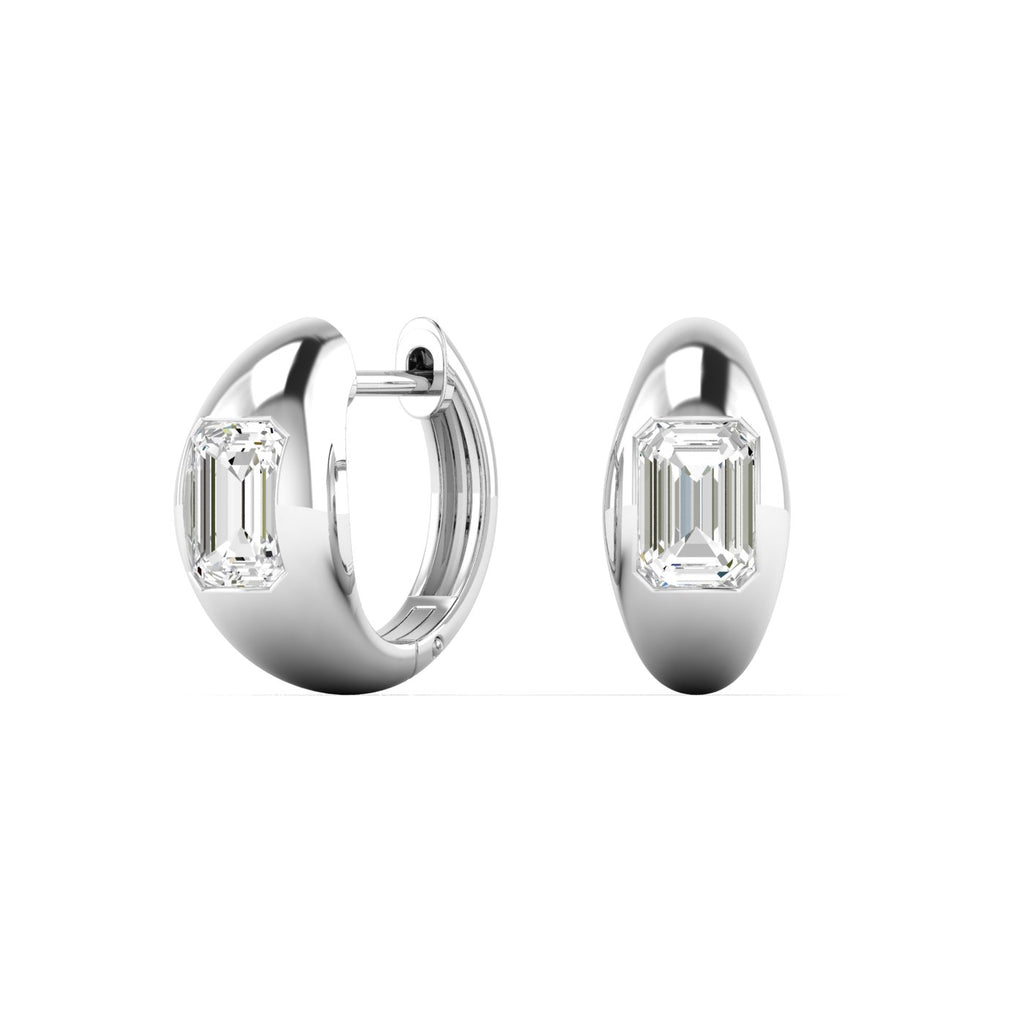Diamond Domed Huggie Hoop Earrings