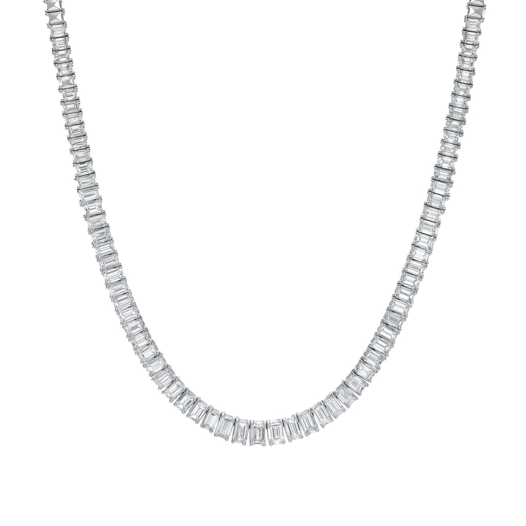 Emerald Cut Graduating Diamond Necklace