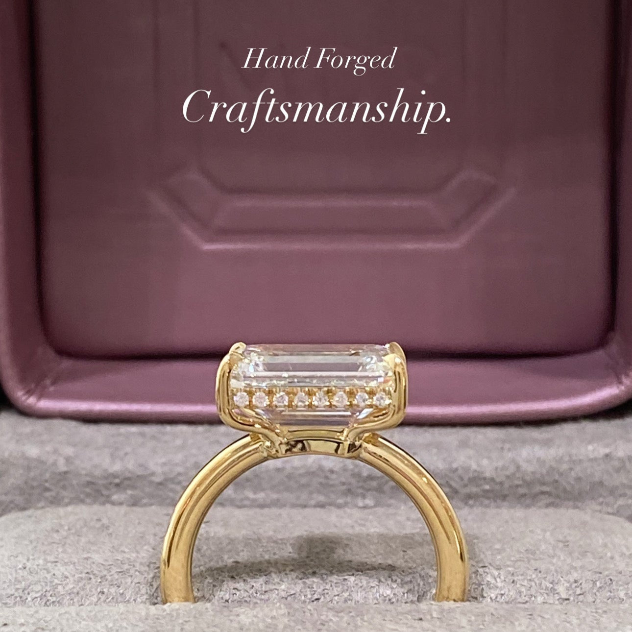 East West Emerald Cut Diamond Solitaire