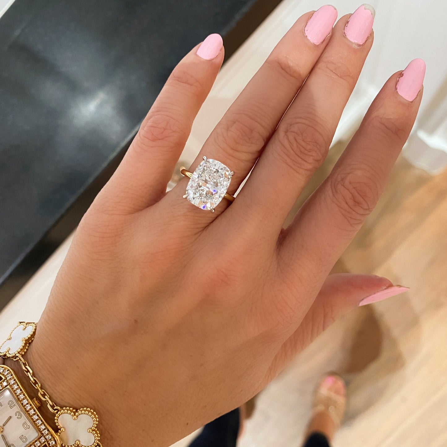 Elongated Cushion Brilliant Diamond Ring