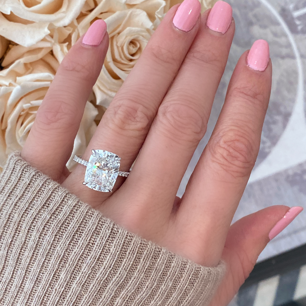 Elongated Cushion Diamond Engagement Ring