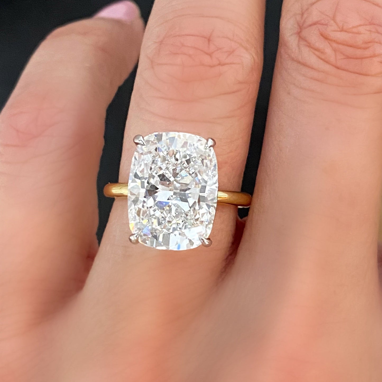 Elongated Cushion Brilliant Diamond Ring
