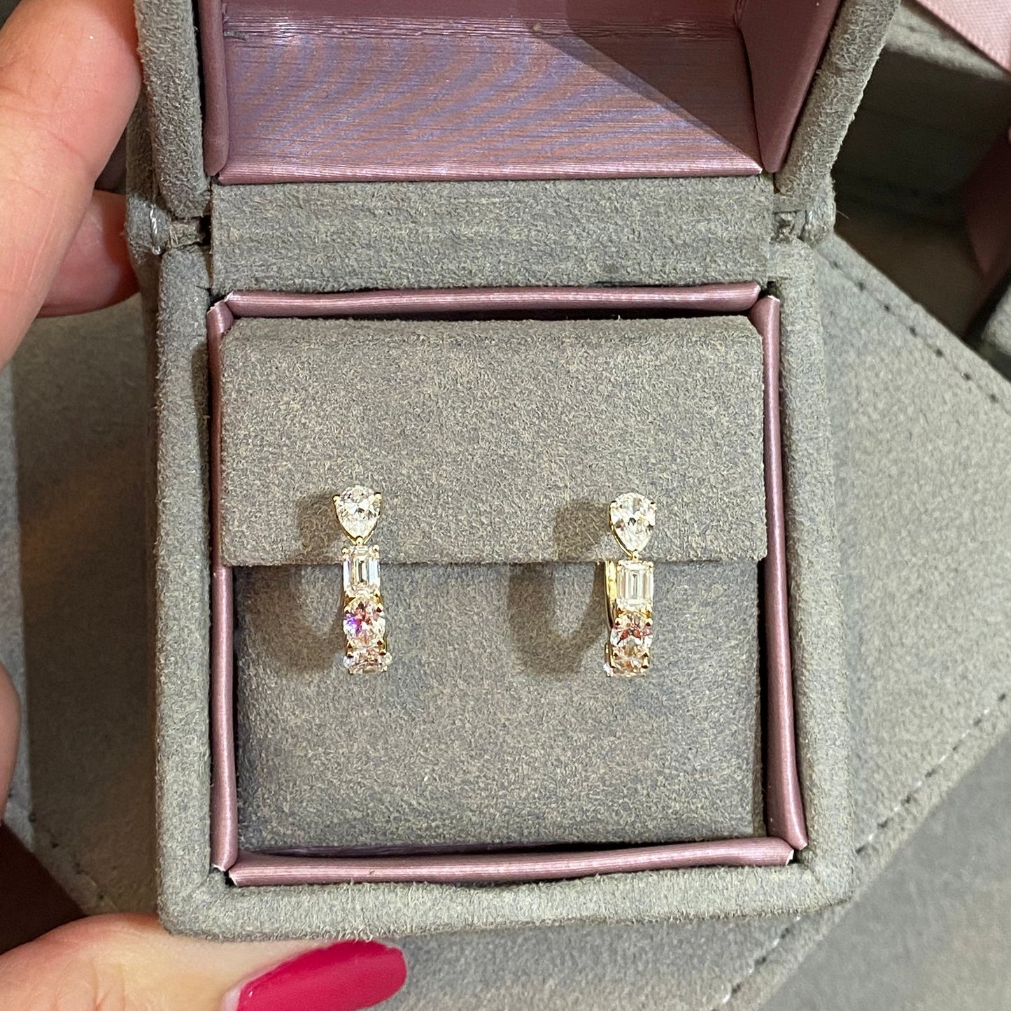 Mixed Diamond Huggie Hoop Earrings