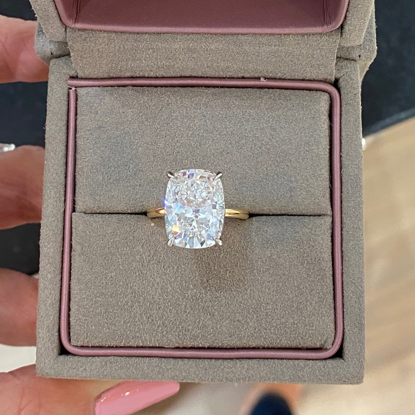 Elongated Cushion Brilliant Diamond Ring