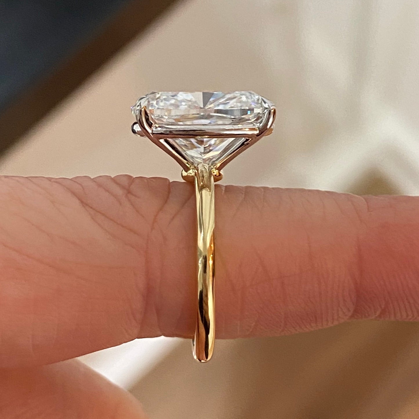 Elongated Cushion Brilliant Diamond Ring