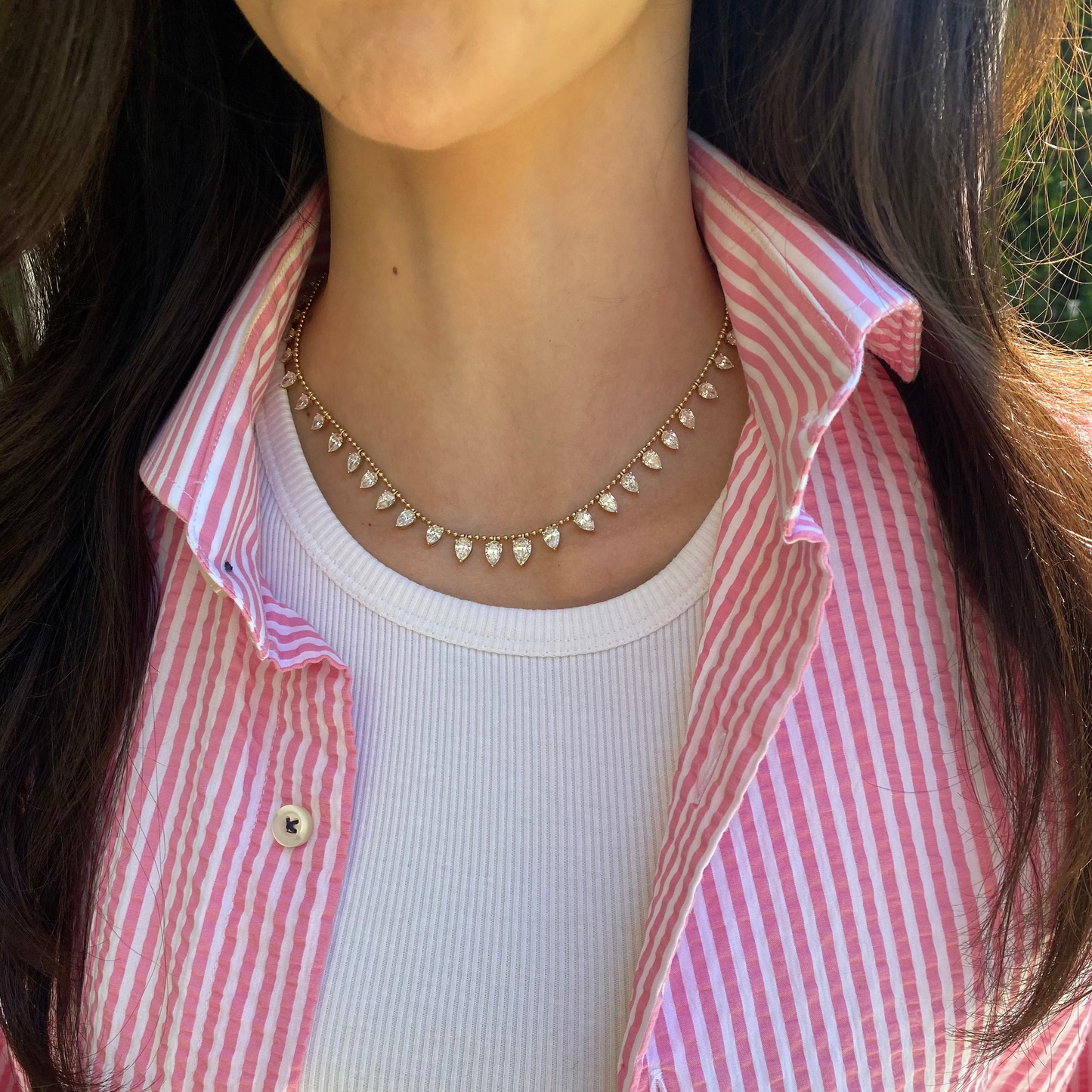 Oval DewDrop Diamond Necklace