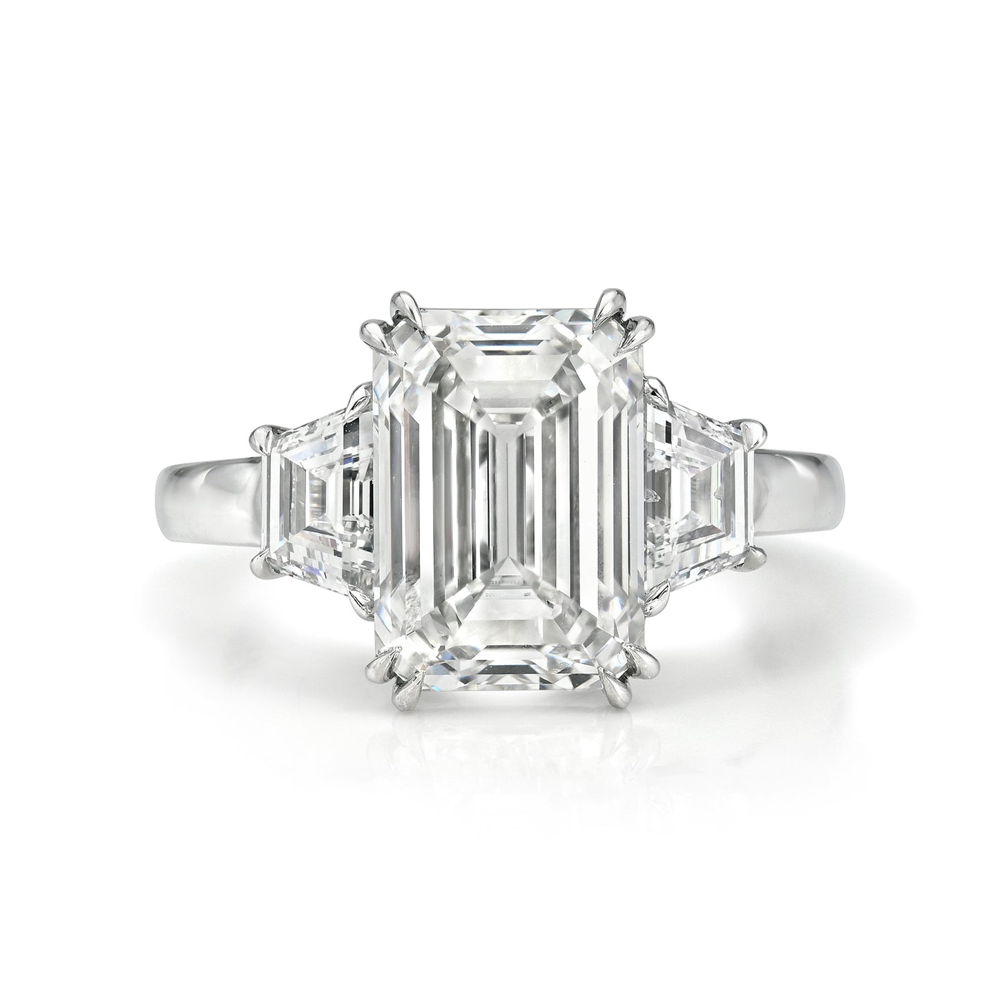Emerald Cut with Trapezoid Diamonds Engagement Ring