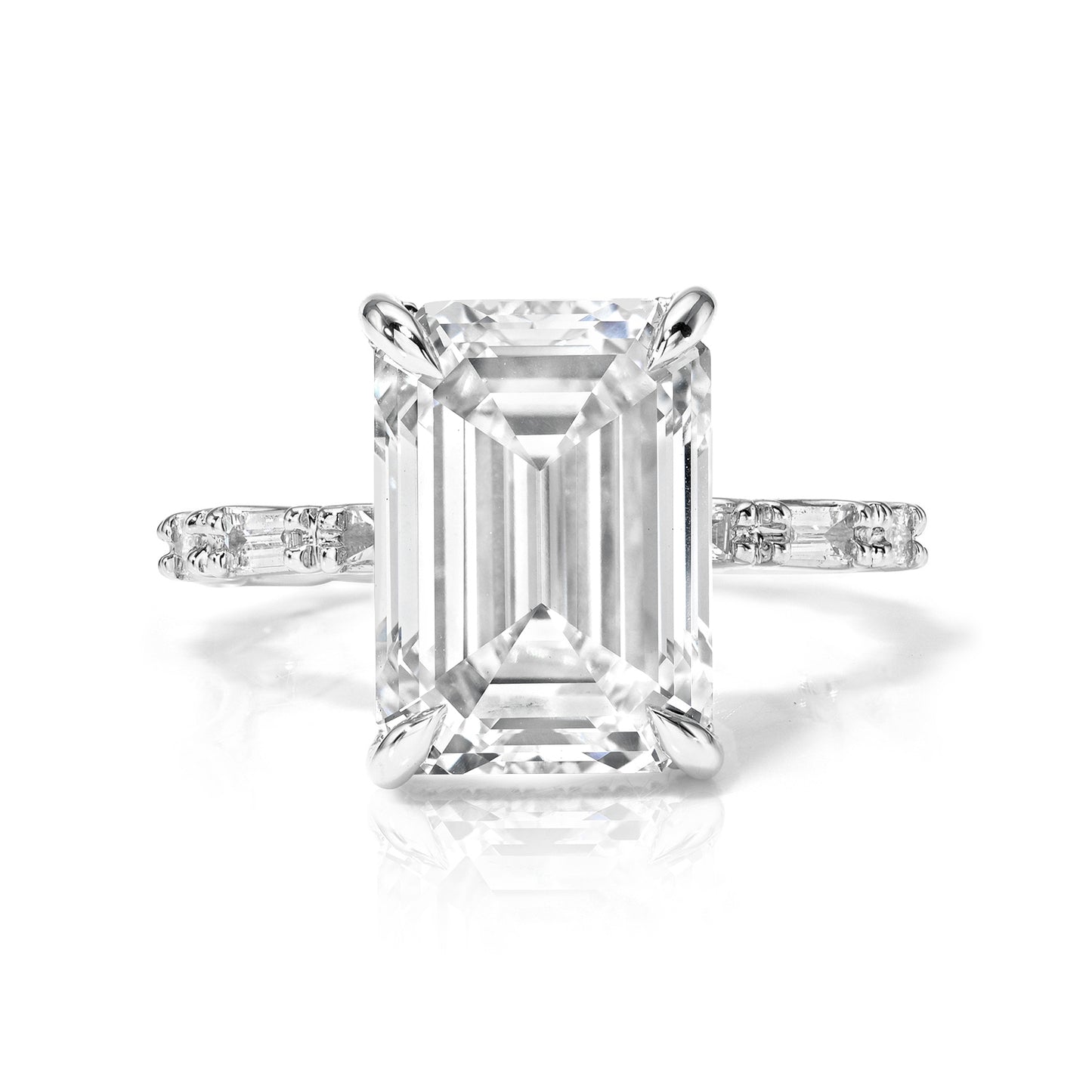 Emerald Cut Baguette Gold Solitaire Diamond Engagement Ring