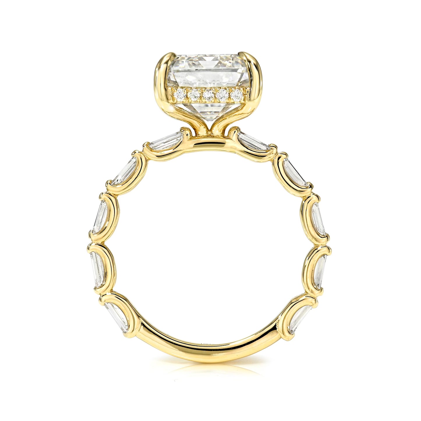 Emerald Cut Baguette Gold Solitaire Diamond Engagement Ring