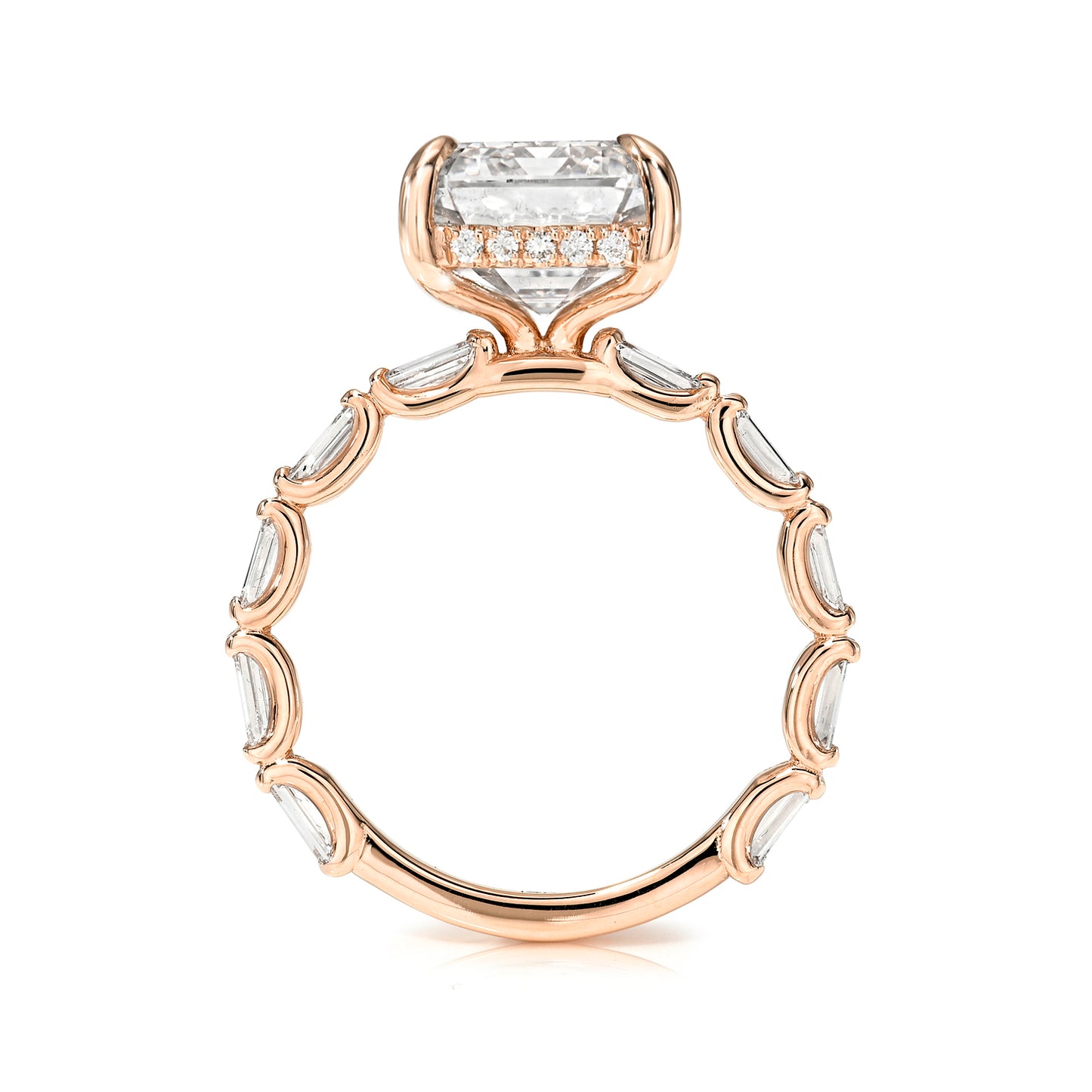 Emerald Cut Baguette Gold Solitaire Diamond Engagement Ring