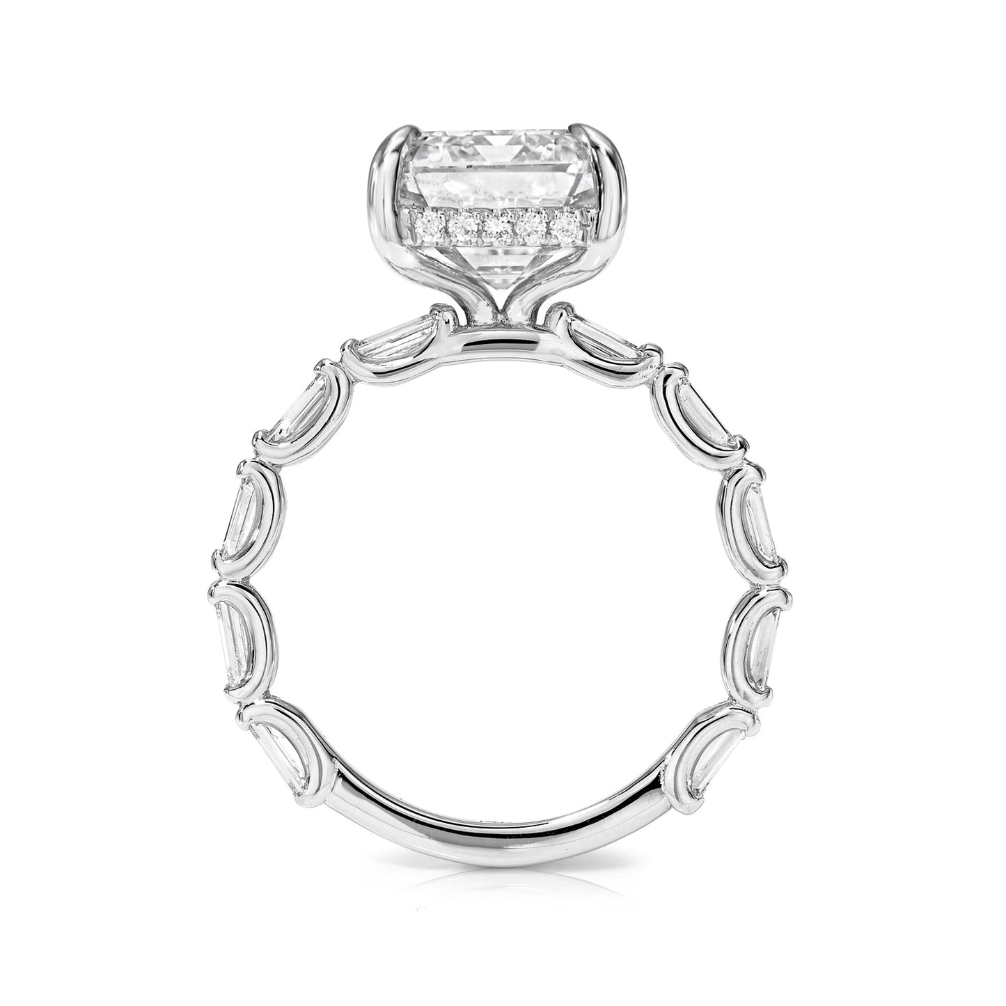 Emerald Cut Baguette Gold Solitaire Diamond Engagement Ring