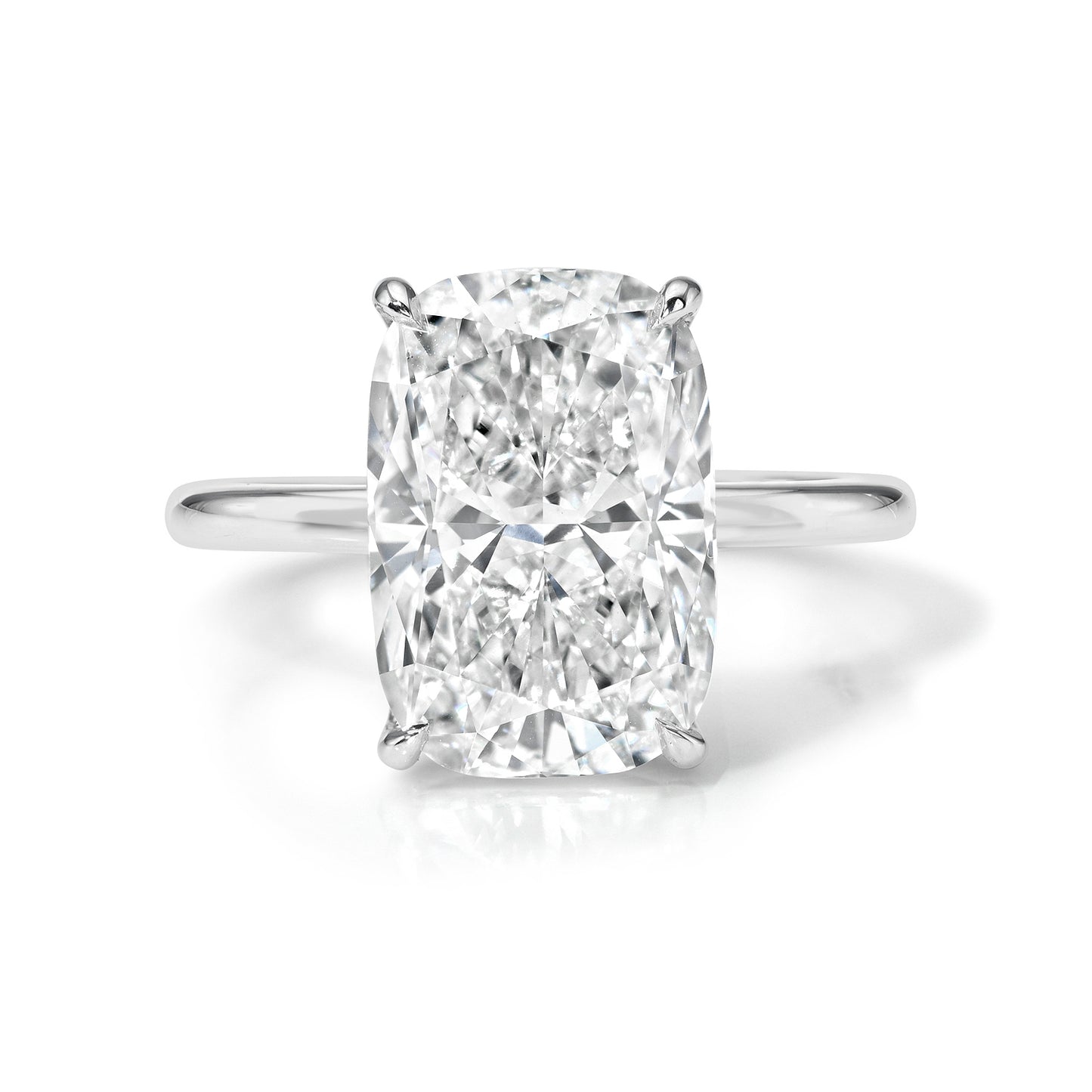 Bespoke Elongated Cushion Cut Solitaire Diamond Engagement Ring, Two Tone