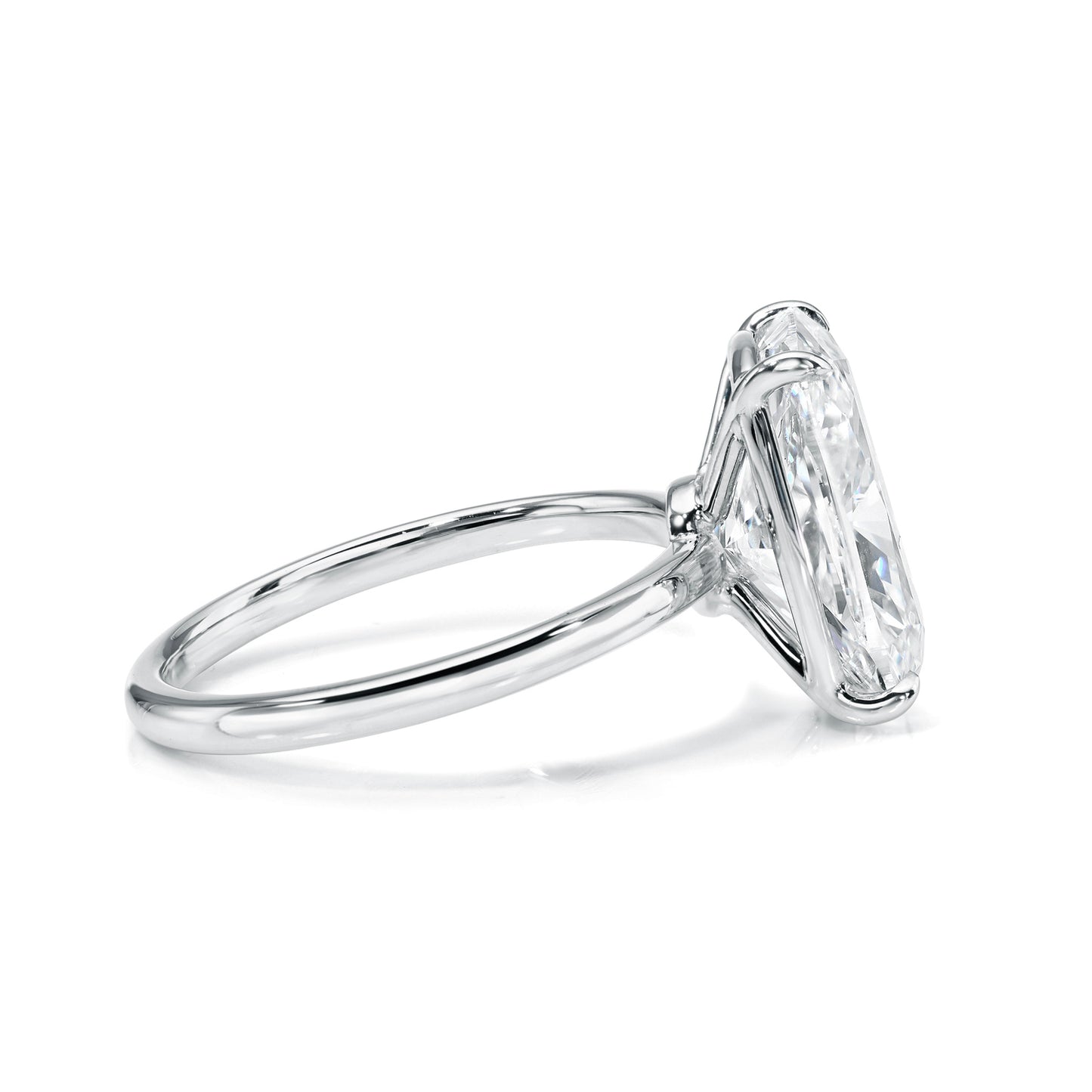 Bespoke Elongated Cushion Cut Solitaire Diamond Engagement Ring, Two Tone