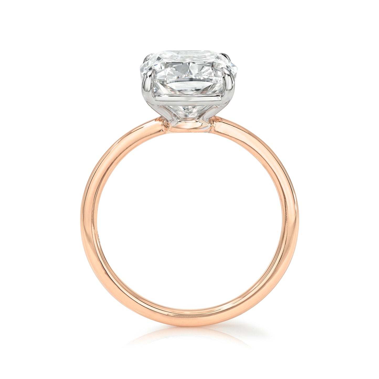 Bespoke Elongated Cushion Cut Solitaire Diamond Engagement Ring, Two Tone