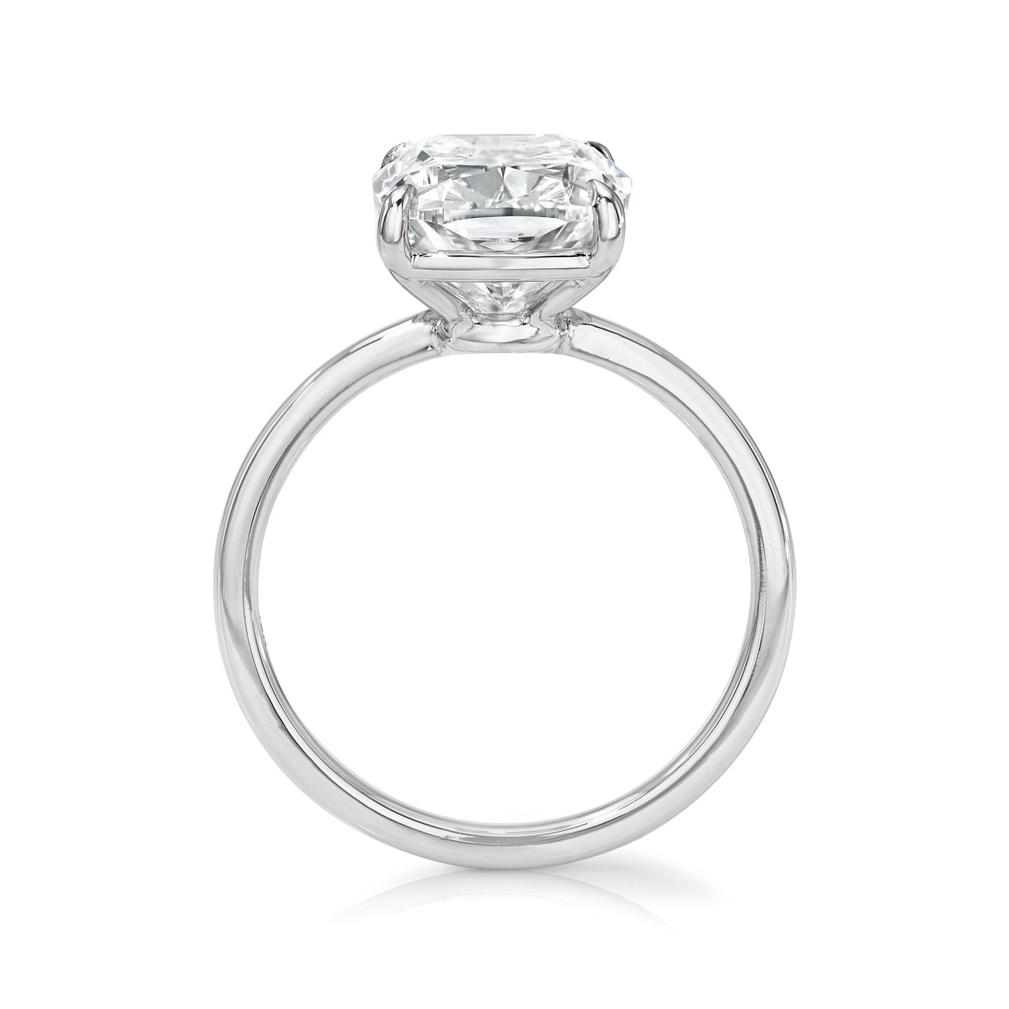 Bespoke Elongated Cushion Cut Solitaire Diamond Engagement Ring, Two Tone