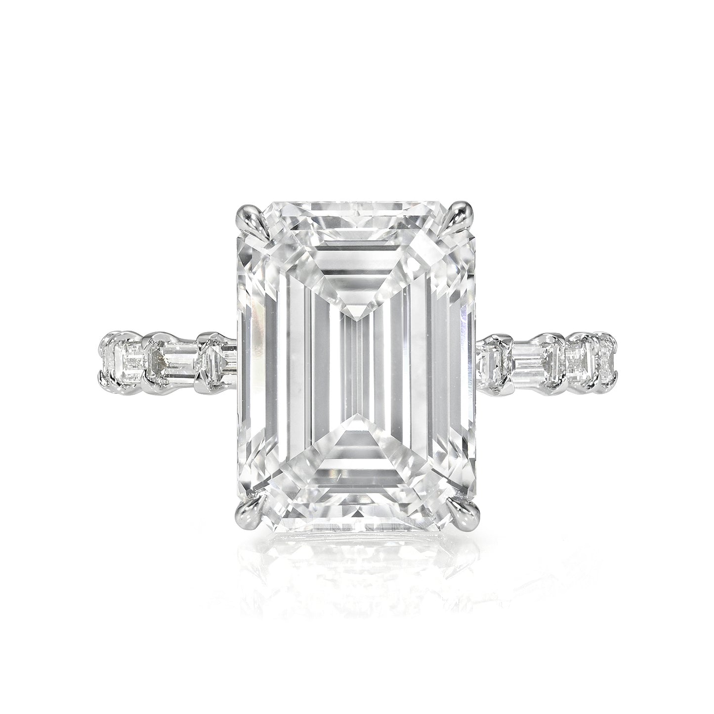 Emerald Cut Baguette Gold Solitaire Diamond Engagement Ring