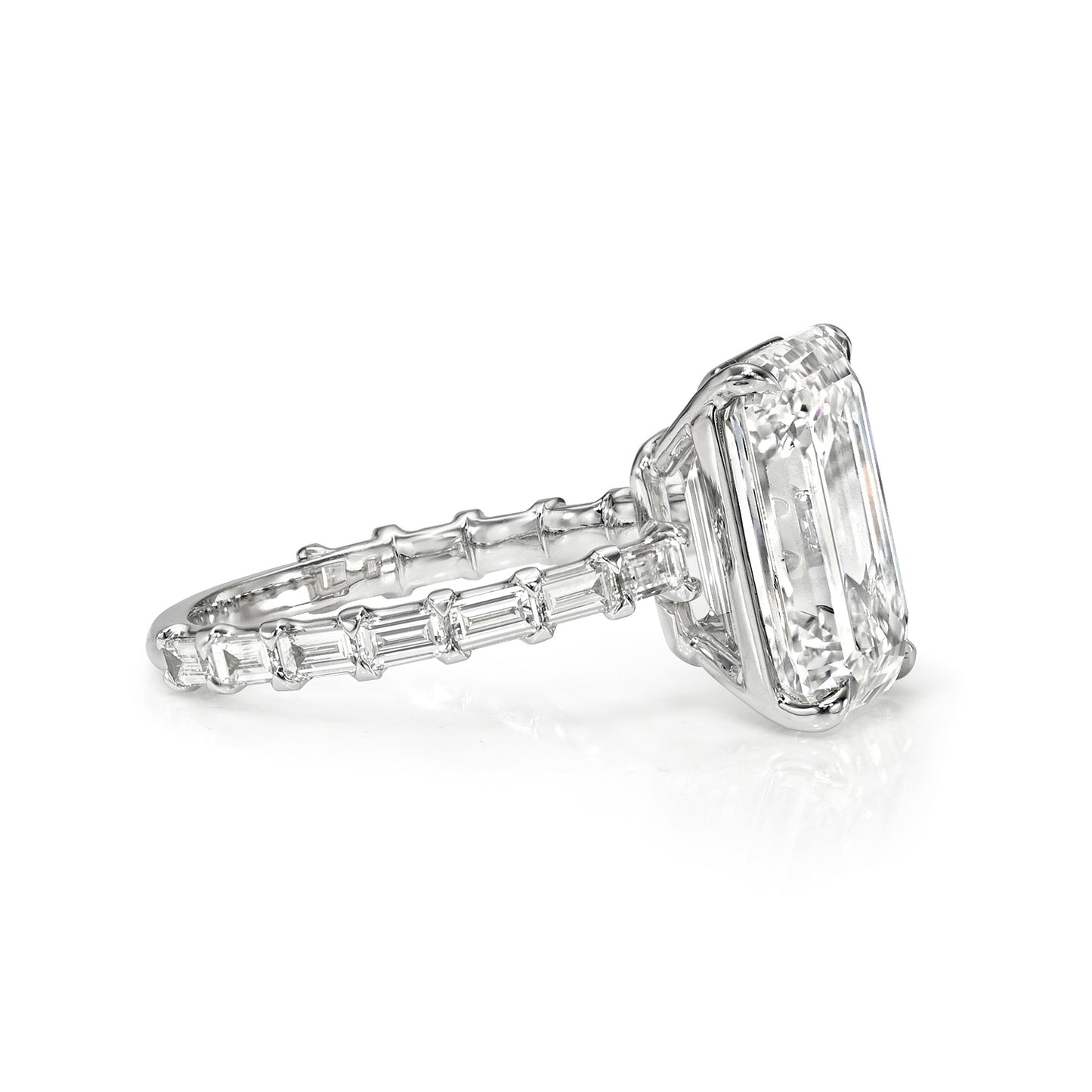 Emerald Cut Baguette Gold Solitaire Diamond Engagement Ring