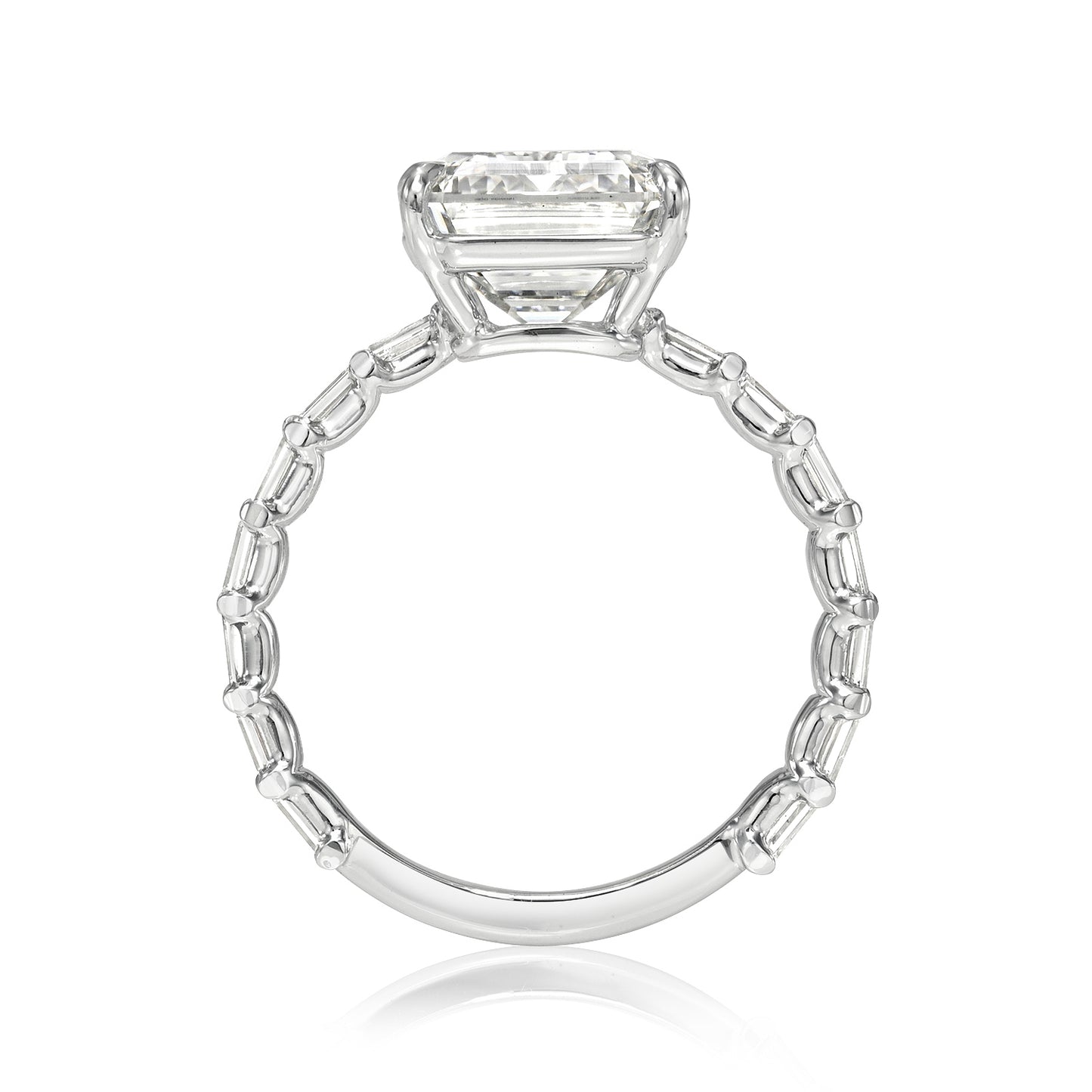Emerald Cut Baguette Gold Solitaire Diamond Engagement Ring