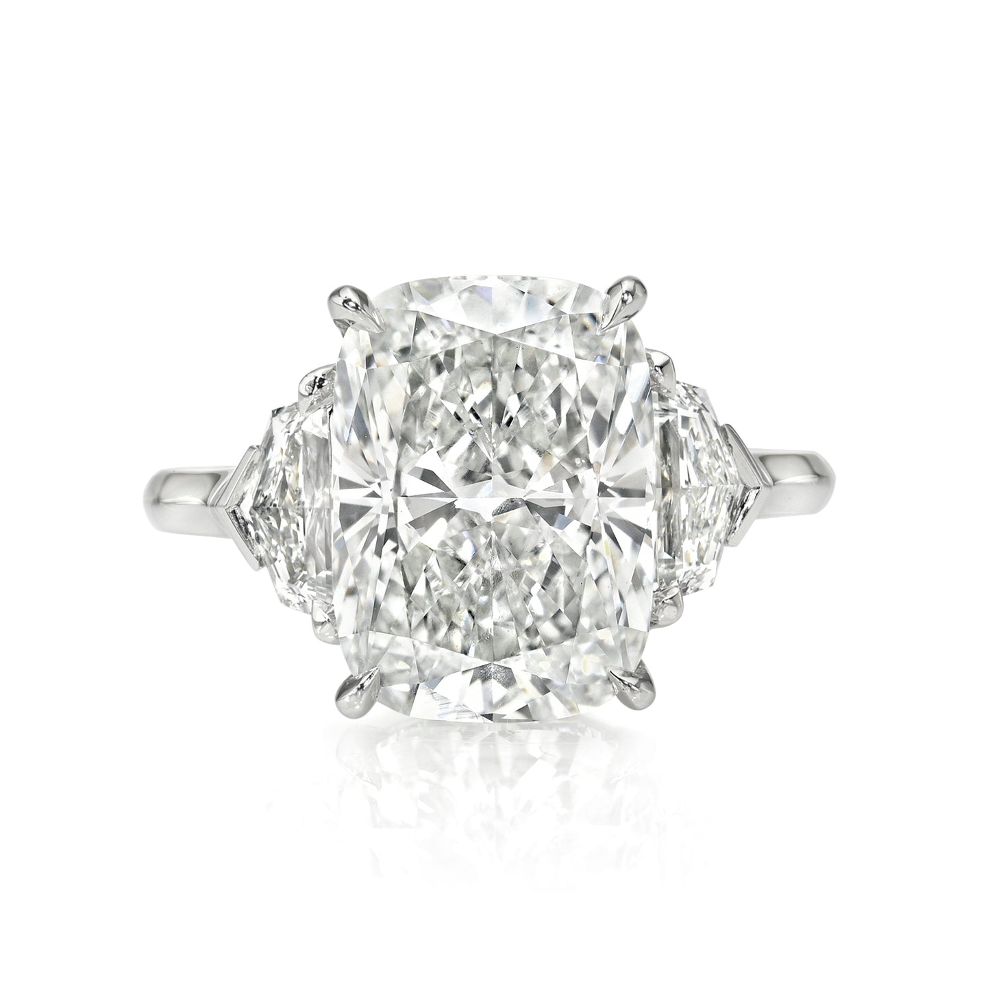 Cushion with Epaulette Three Stone Ring