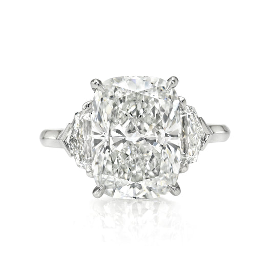Cushion with Epaulette Three Stone Ring