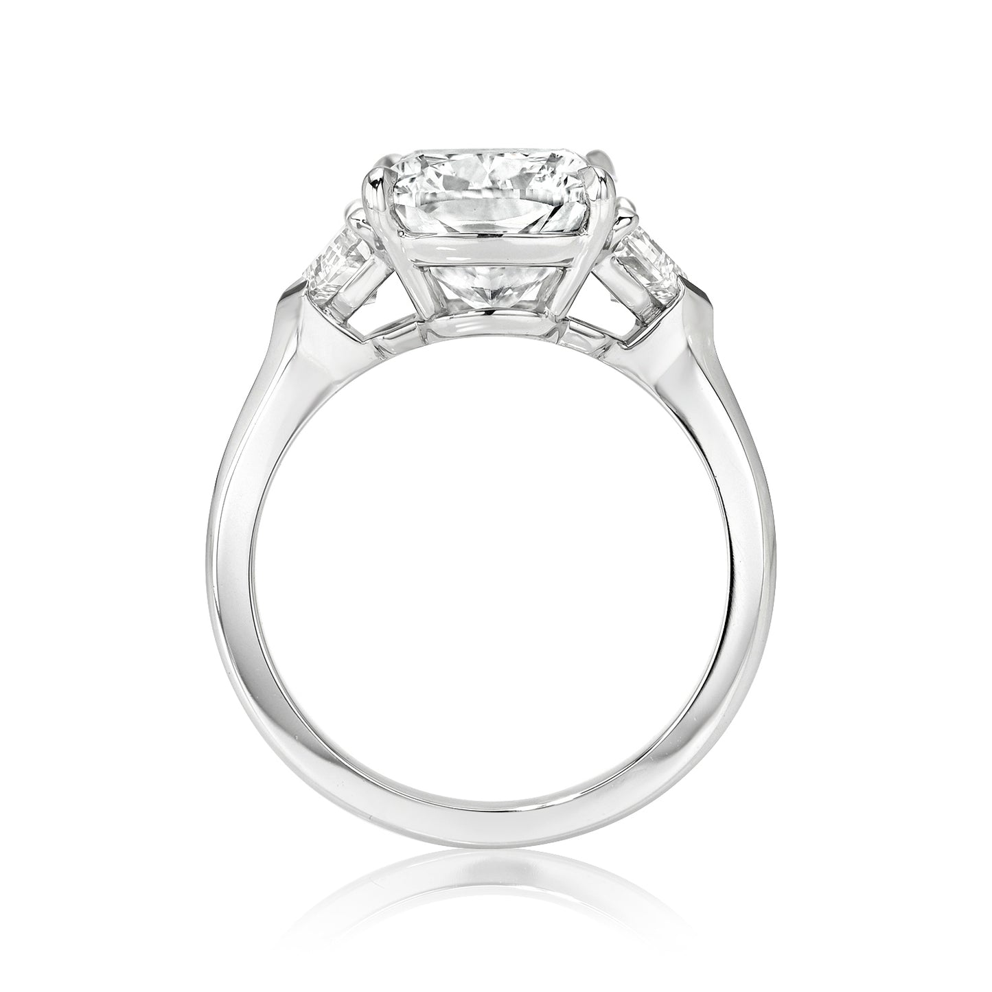 Cushion with Epaulette Three Stone Ring
