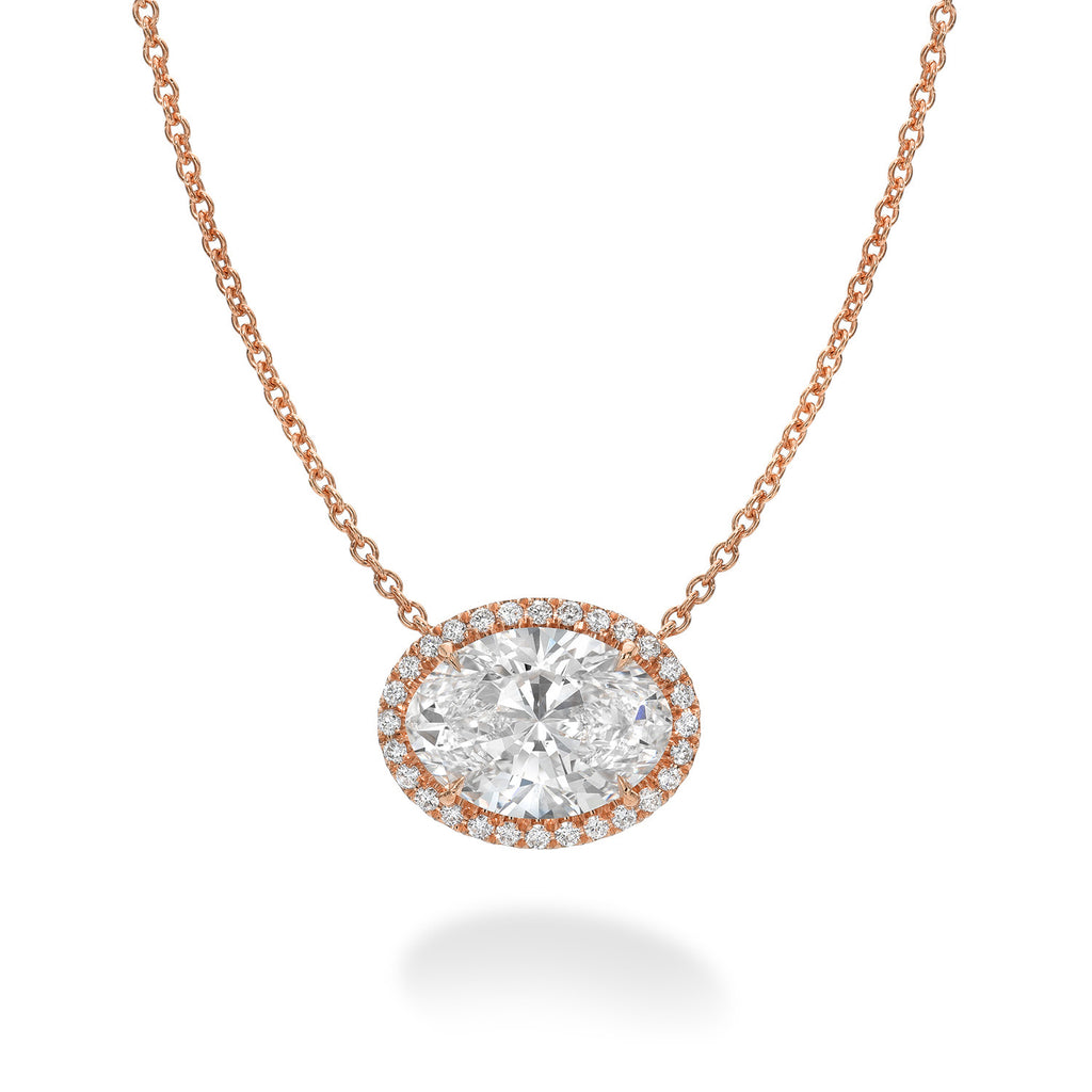 Bespoke East West Oval Diamond Pendant