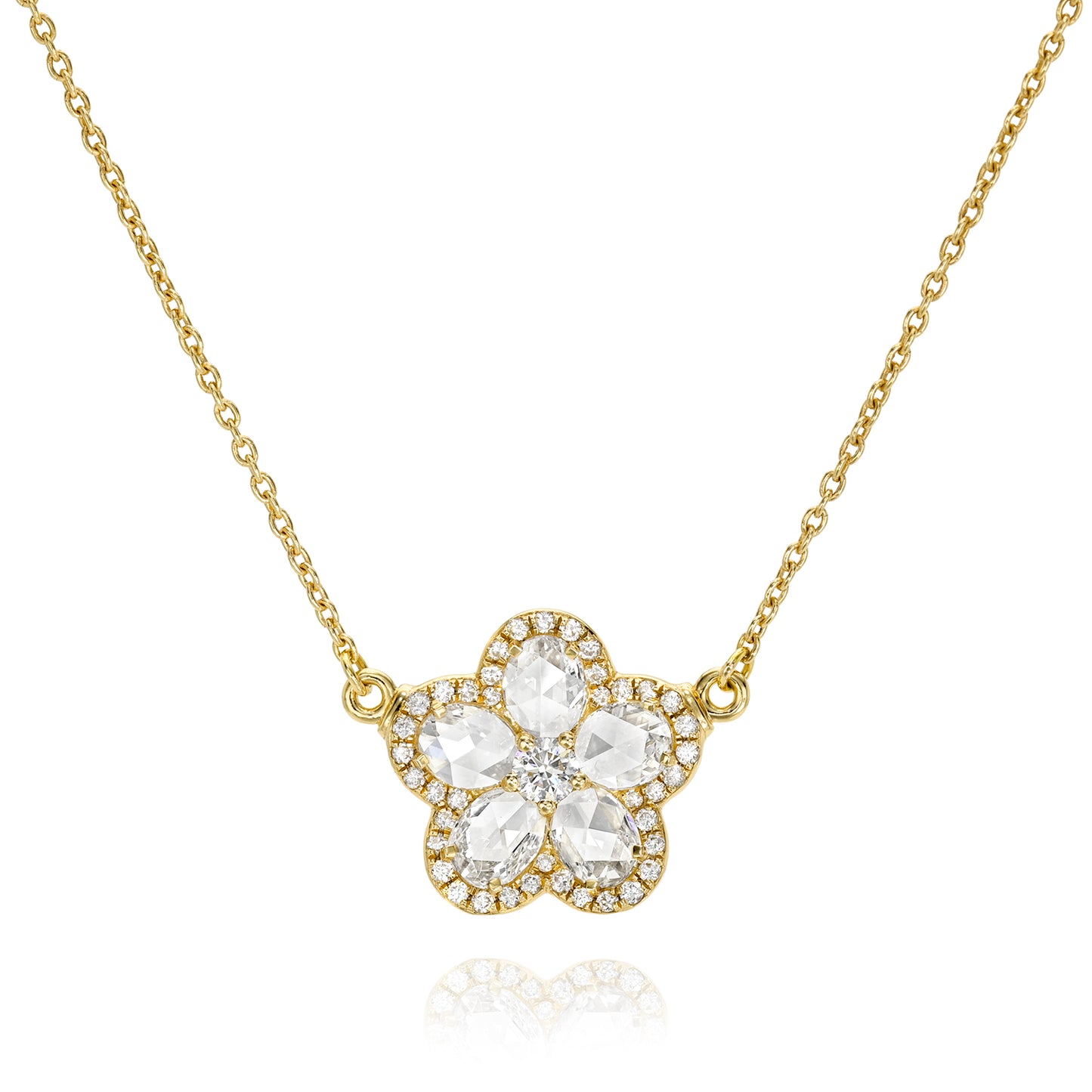 Rose Cut Flower Pendant Necklace
