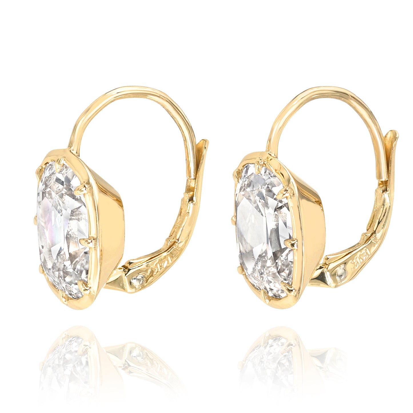 Antique Old Mine Cushion Bezel Earrings