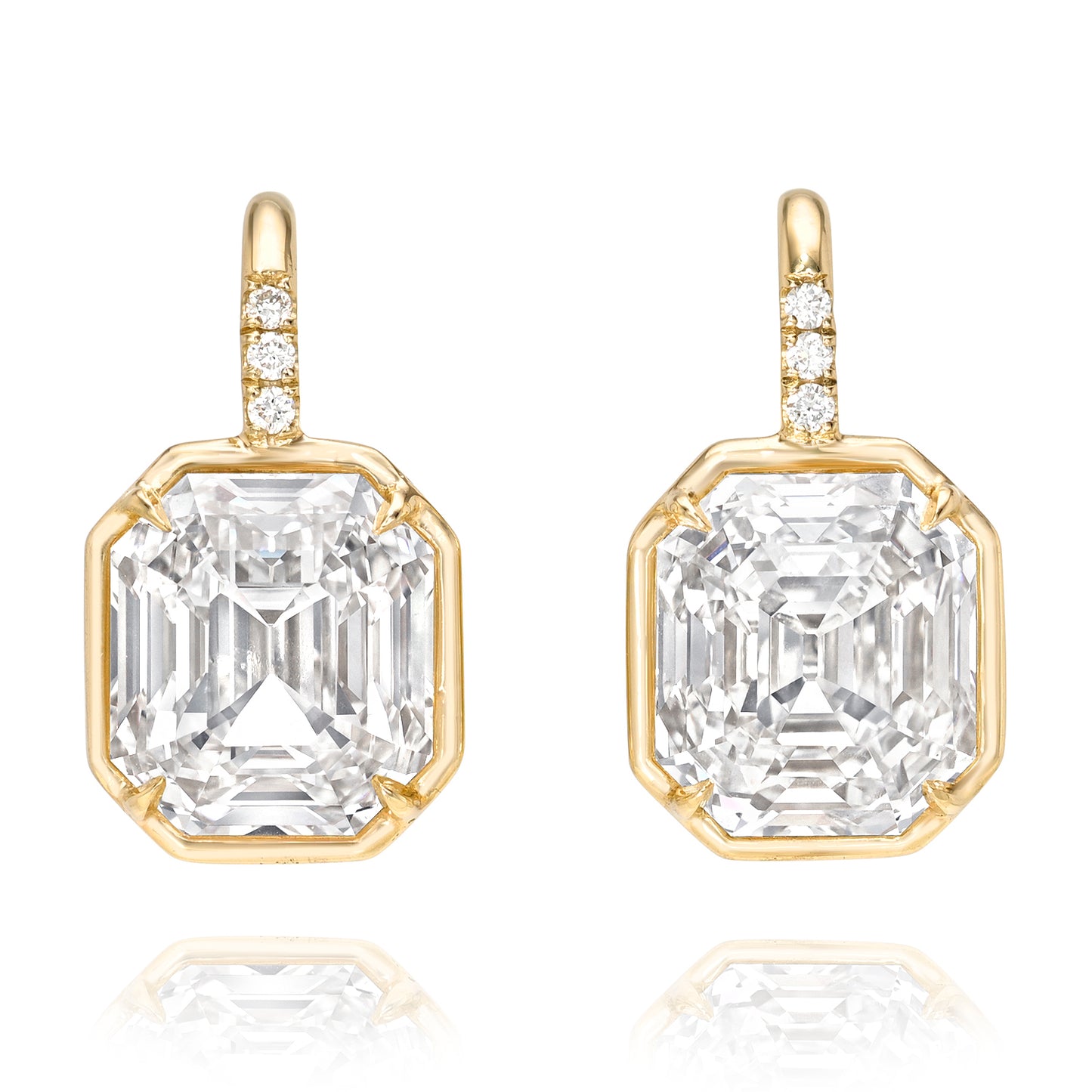 Antique Emerald Gold Bezel Drop Earrings