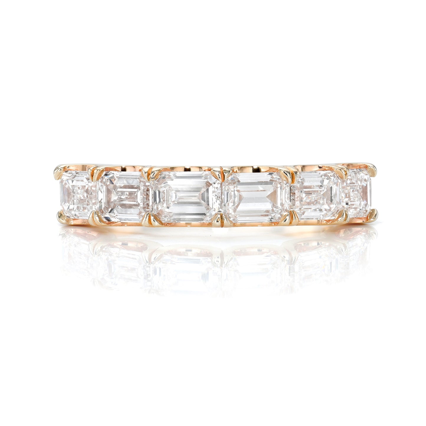 Half East West Emerald Diamond Eternity Ring