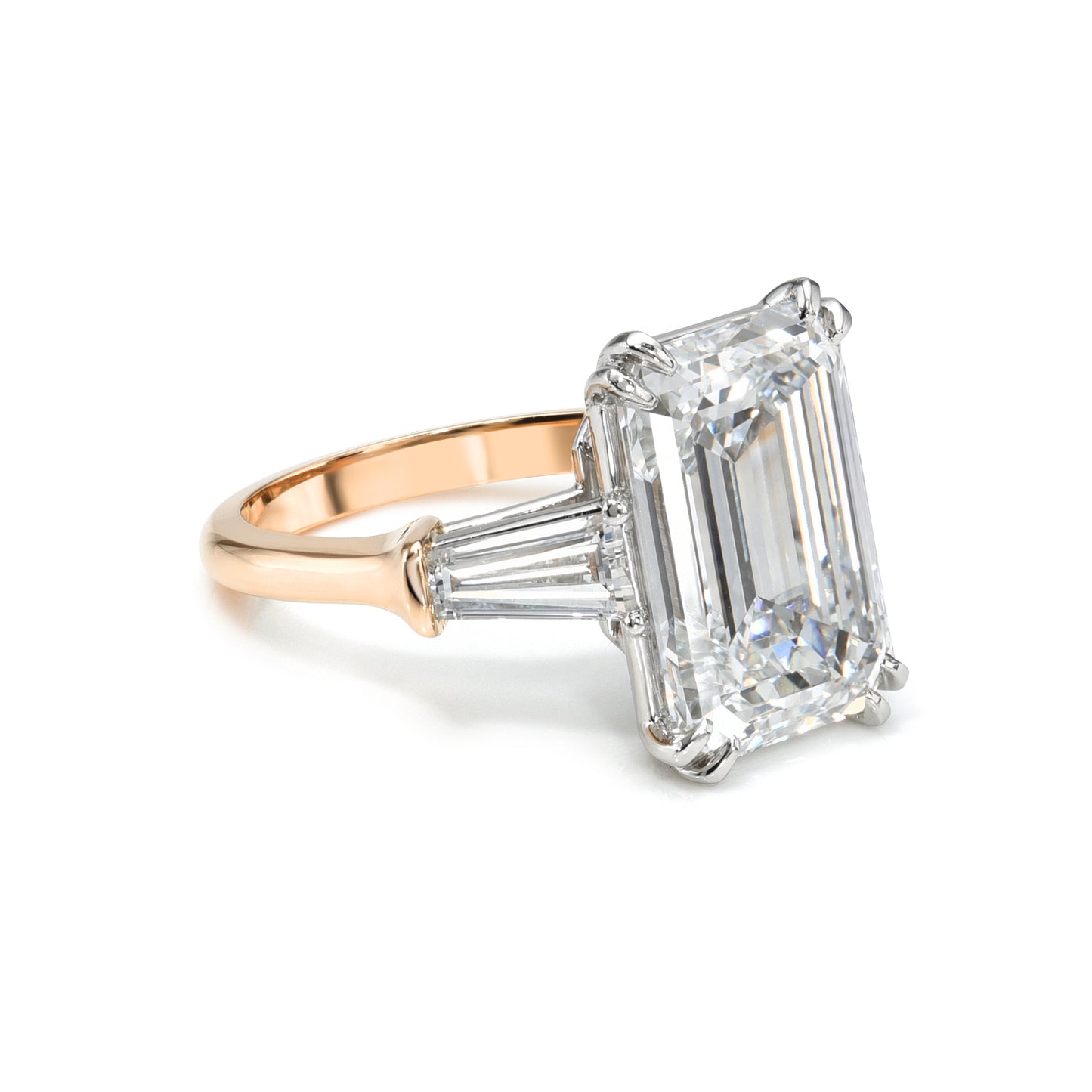 Emerald Cut with Tapered Baguette 3 Stone Ring