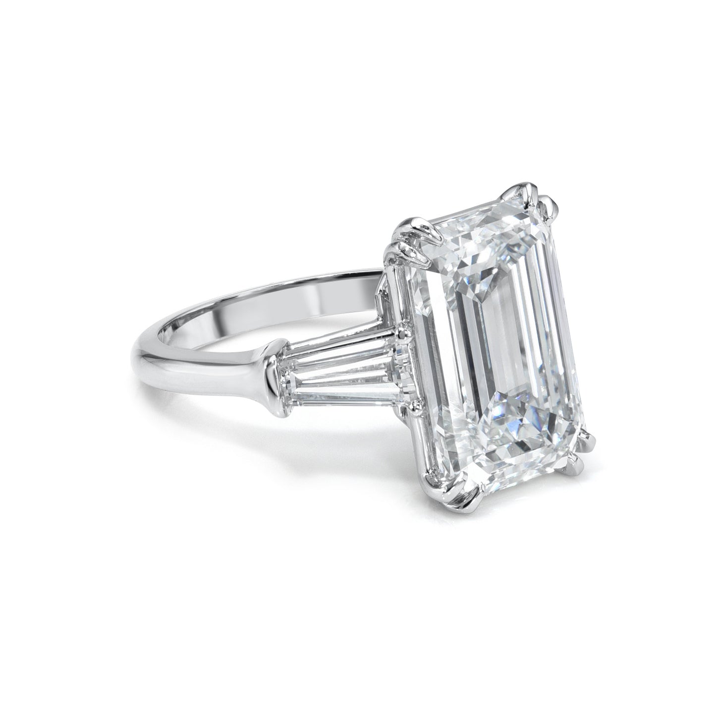 Emerald Cut with Tapered Baguette 3 Stone Ring