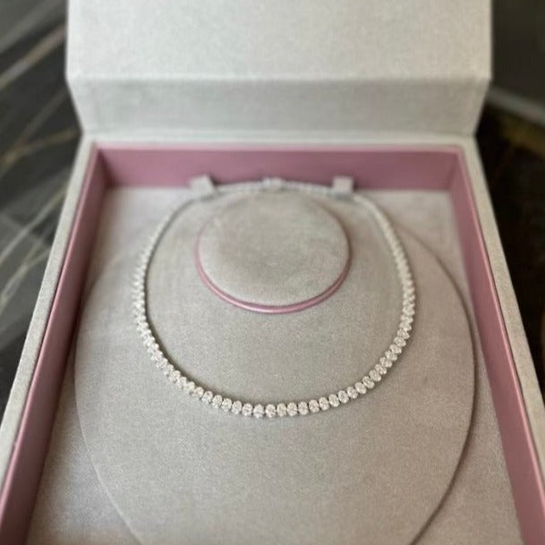 Oval Cut Diamond Tennis Necklace