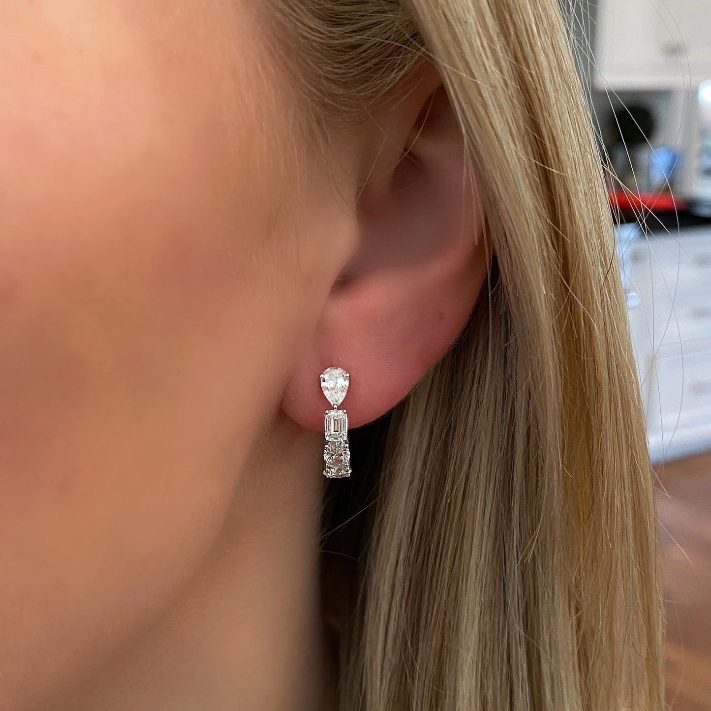 Mixed Diamond Huggie Hoop Earrings