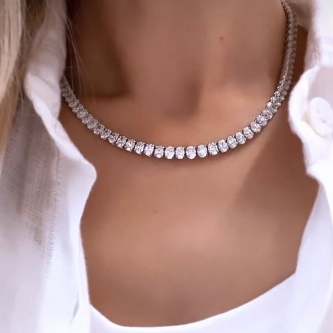 Oval Cut Diamond Tennis Necklace – Miss Diamond Ring