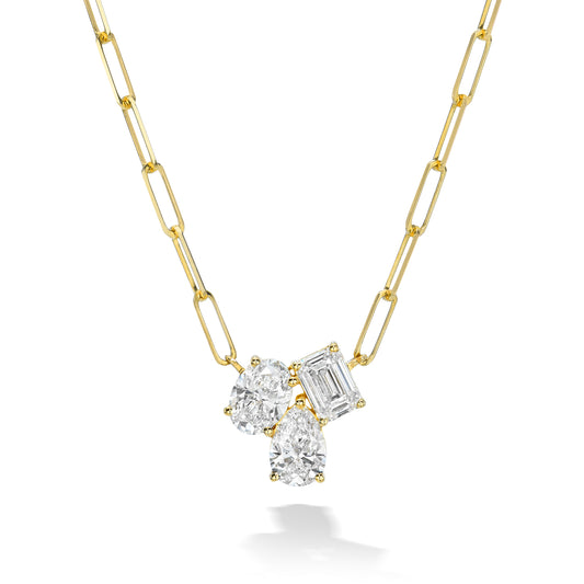 Paperclip Diamond Cluster Pendant