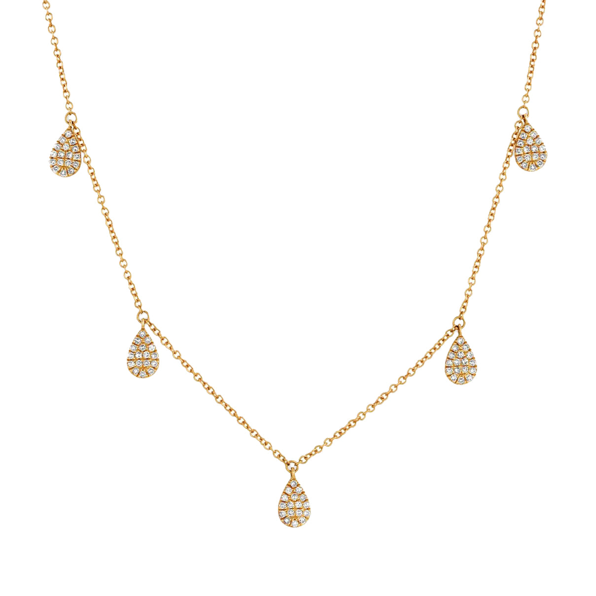 Pave Diamond 5 Drop Necklace