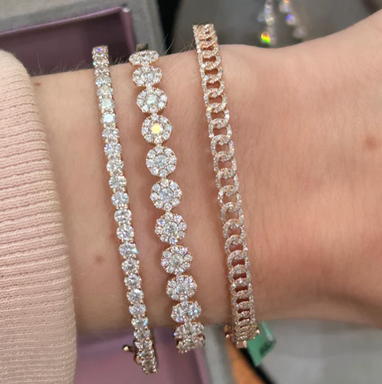 PAVE DIAMOND ROPE CHAIN BANGLE BRACELET