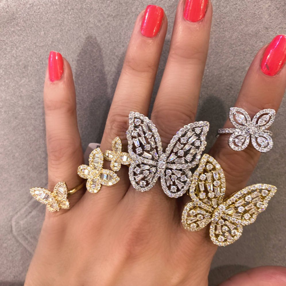 Dainty Butterfly Diamond Ring