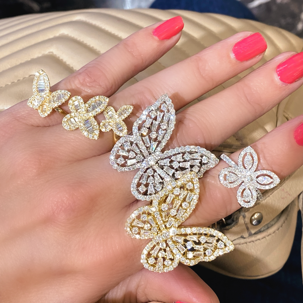 Baguette Butterfly Diamond Ring