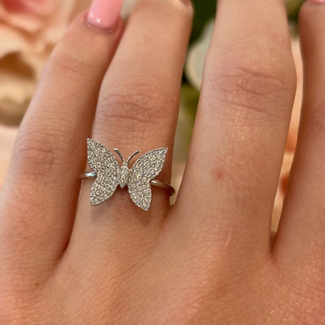Pave Butterfly Diamond Ring