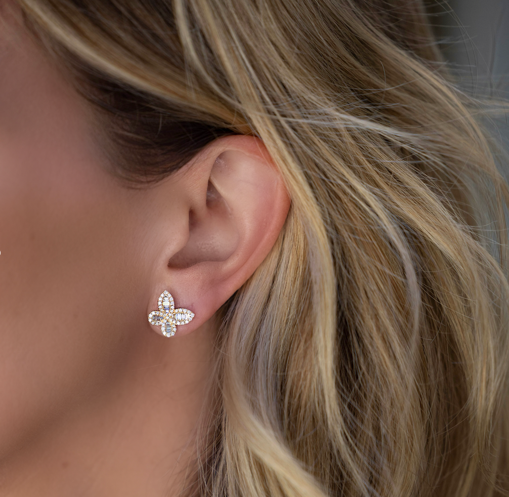 Medium Baguette Butterfly Diamond Earrings