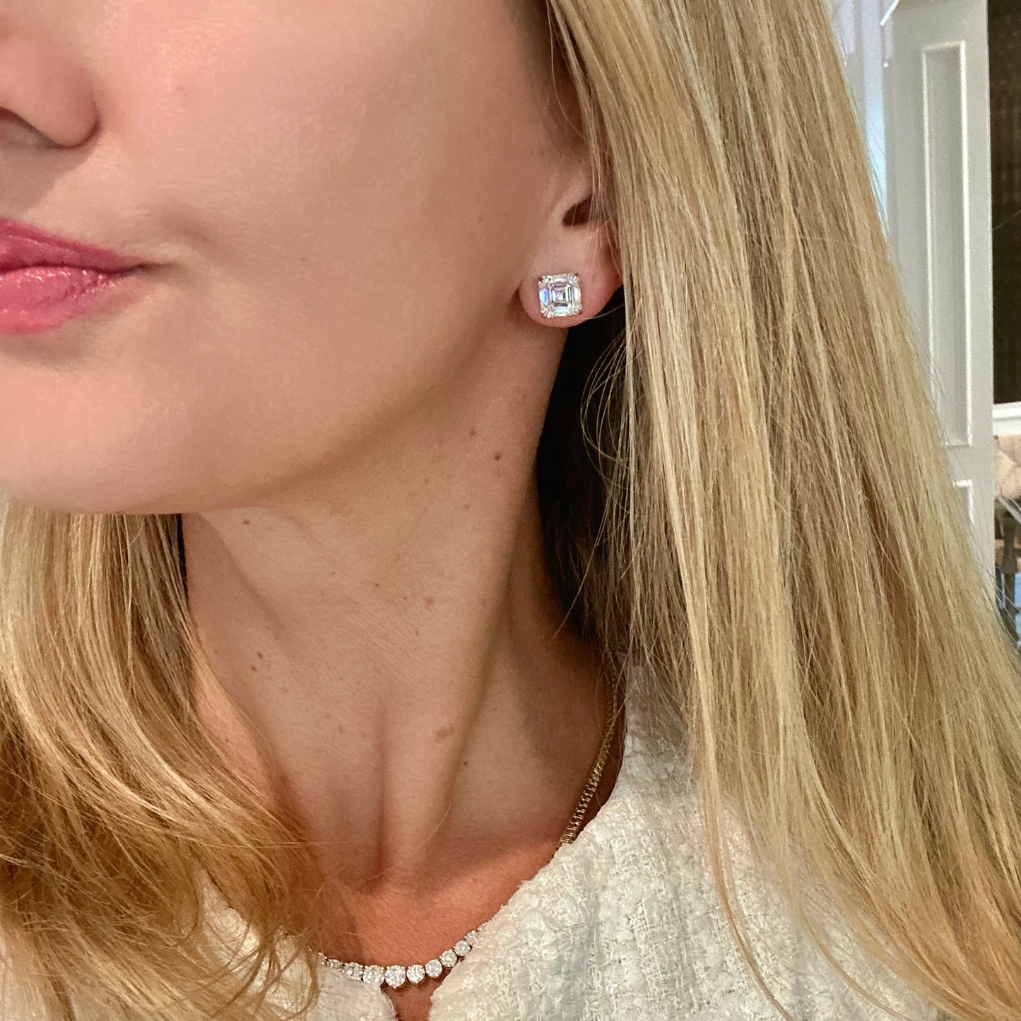 Asscher Cut Diamond Stud Earrings