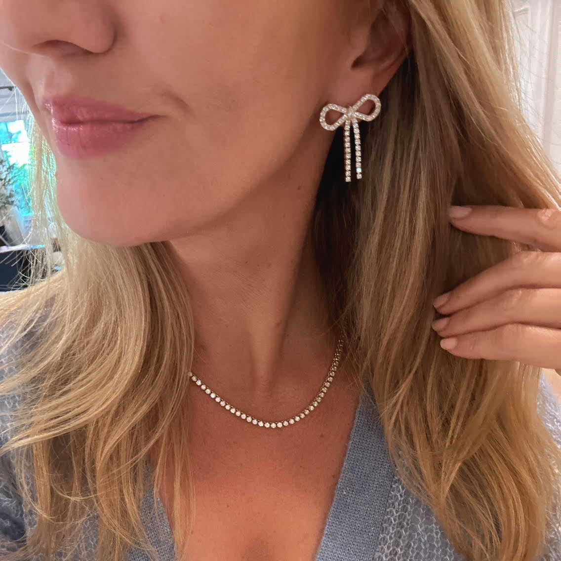 Diamond Bow Earrings