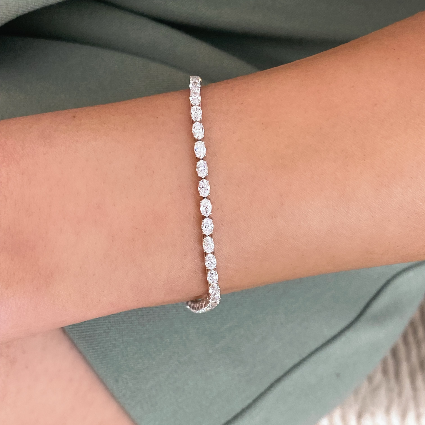 East West Oval Diamond Tennis Bracelet