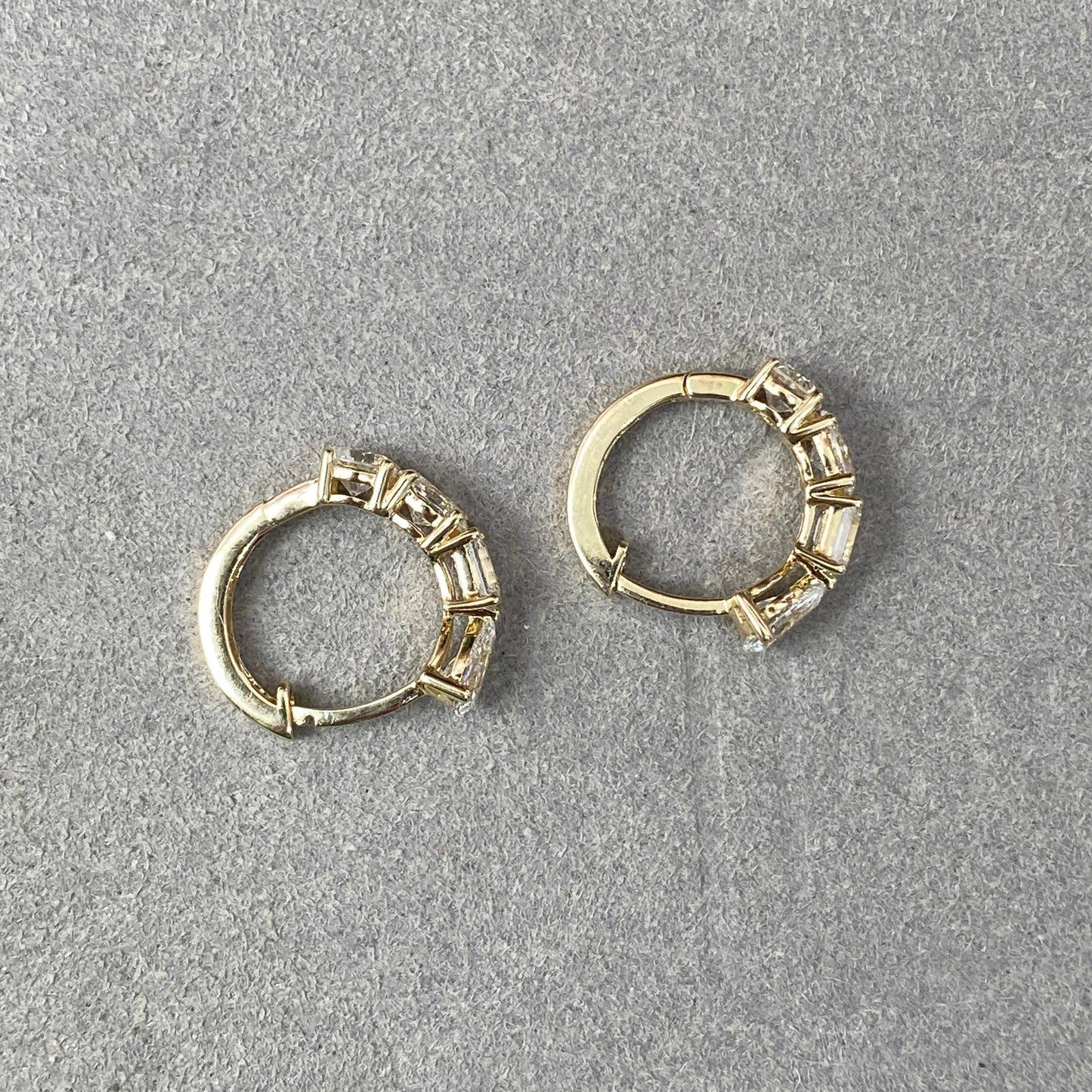 Mixed Diamond Huggie Hoop Earrings